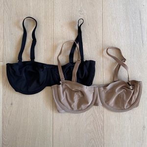 NWOT Set of 2 Cuup Balconette Mesh Bras - 32D Taupe & Black